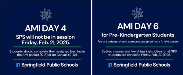 No School on Friday, February 20th - AMI Day for PrK - 12th grade